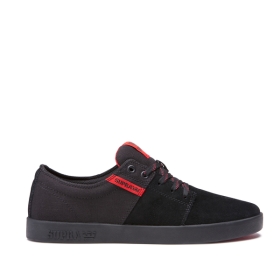 Supra Mens STACKS II Low Top Shoes Black/Risk Red/black | US-63005